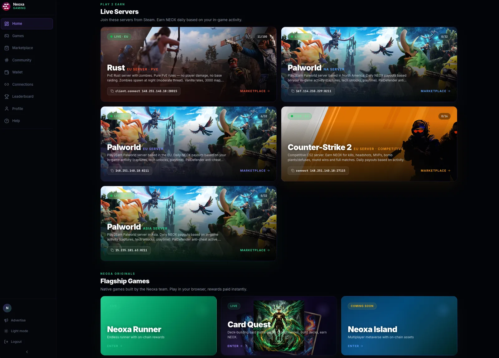 Neoxa Arcade game catalogue